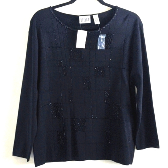 Nwt Chico's Silk Sequin Black Sweater 3 Plus - Picture 1 of 12